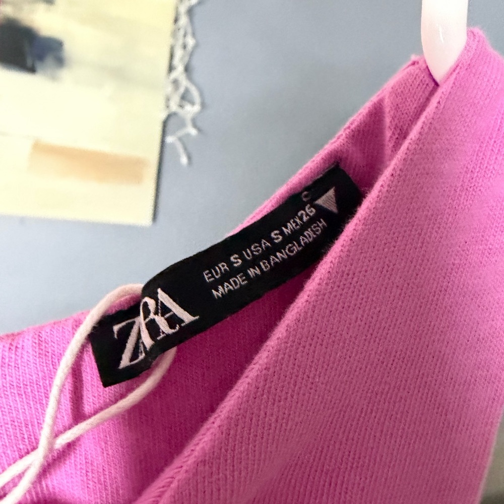 Zara Pink Cotton Cutout Waist Midi Dress Size Small - Picture 4 of 6